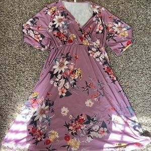 Large pink blush maternity dress